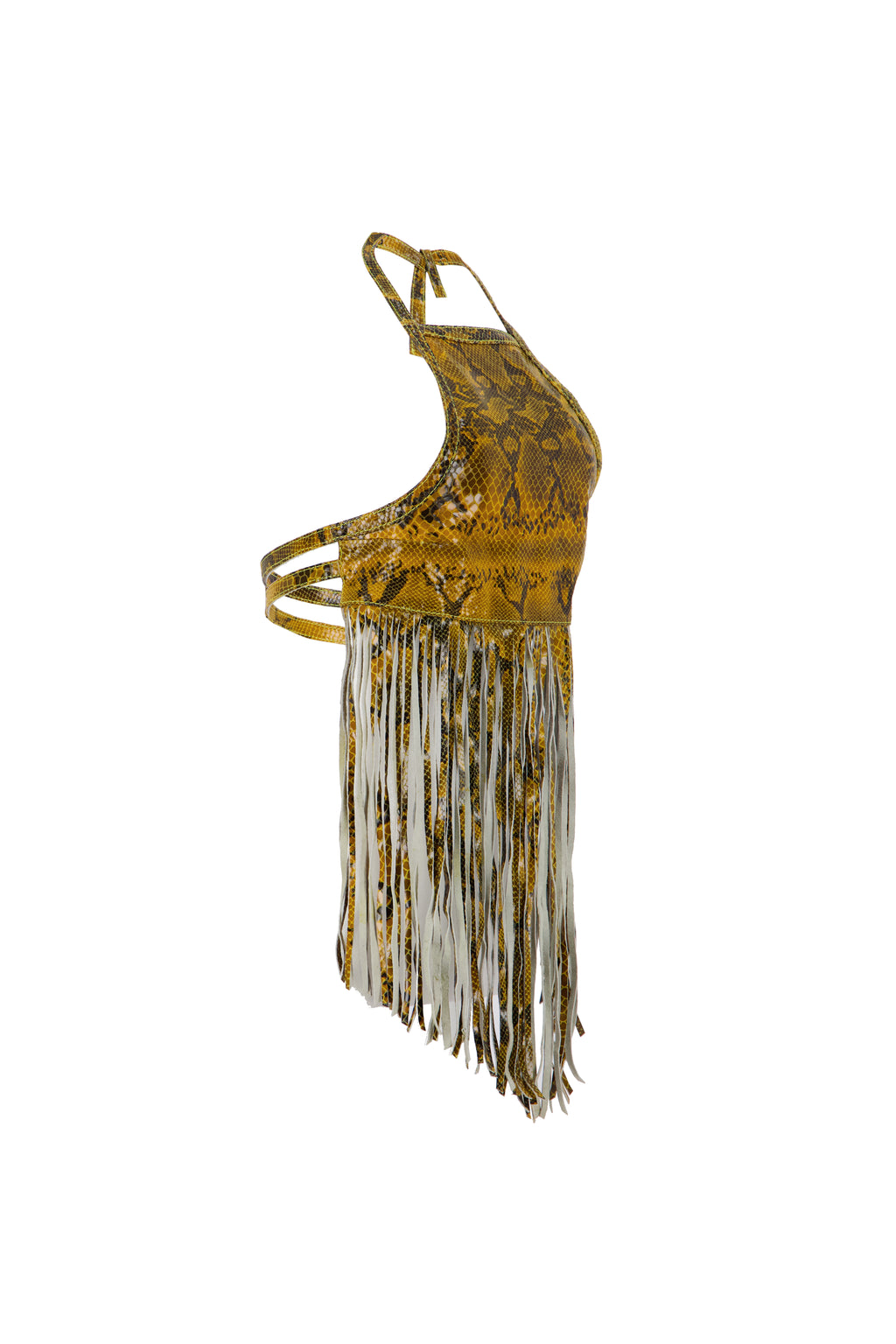 MIDNIGHT FRINGE TOP IN CROC-YELLOW