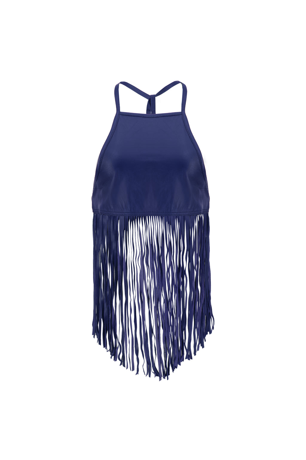 MIDNIGHT FRINGE TOP IN BLUE