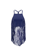 MIDNIGHT FRINGE TOP IN BLUE