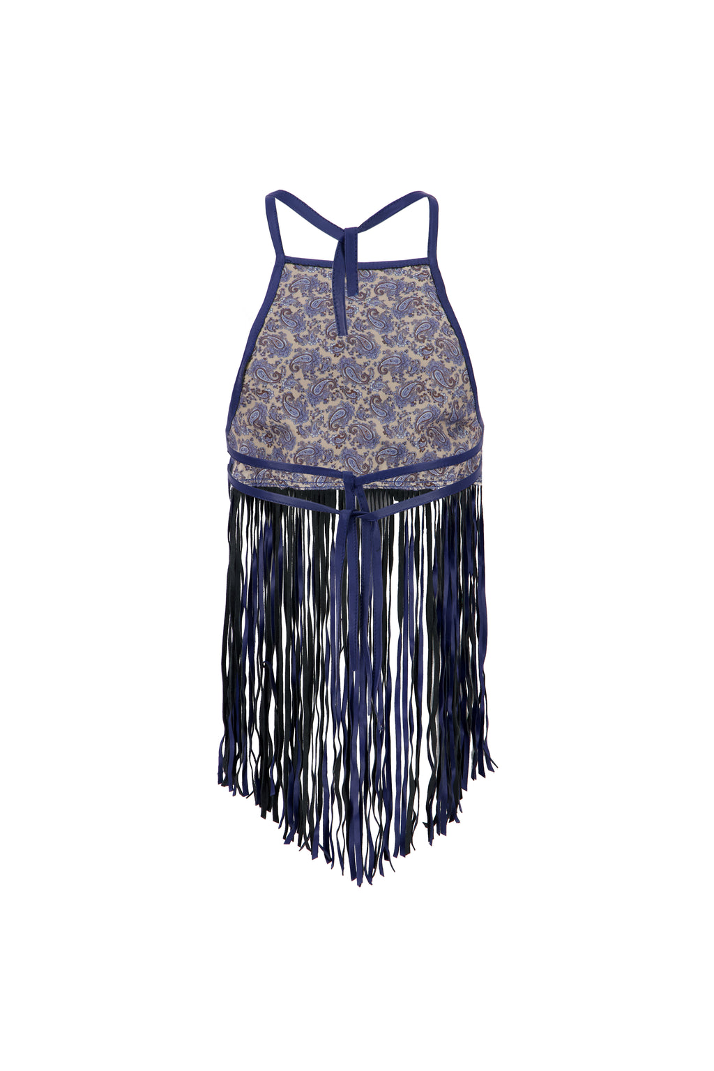 MIDNIGHT FRINGE TOP IN BLUE