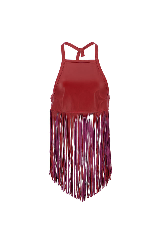 MIDNIGHT FRINGE TOP IN RED Hover Image