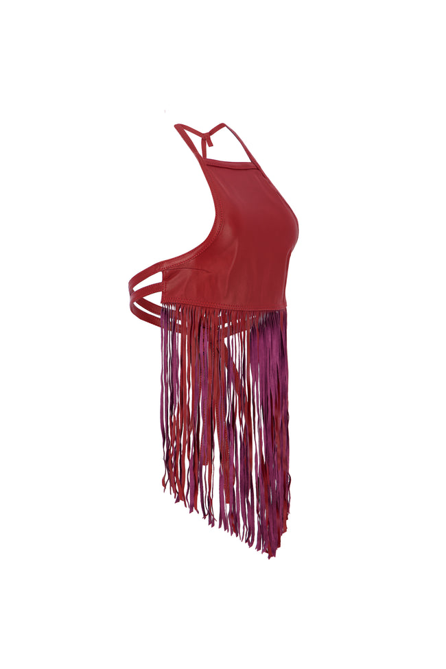 MIDNIGHT FRINGE TOP IN RED Main Image
