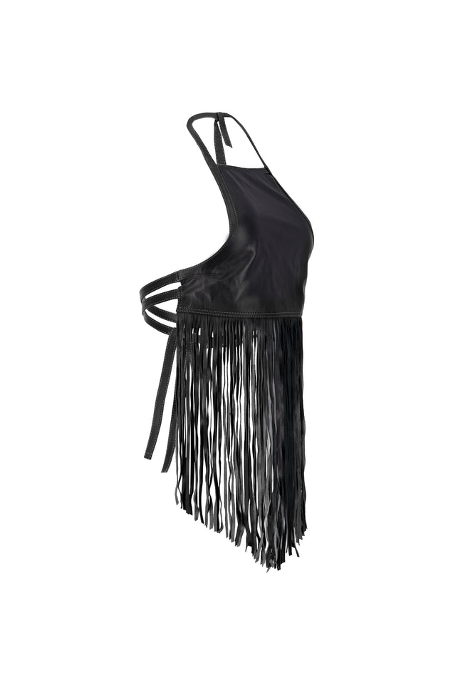 MIDNIGHT FRINGE TOP IN BLACK Main Image